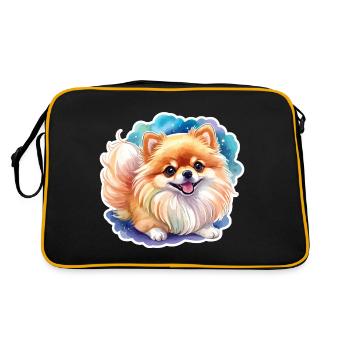 Poméranien Poméranien Aquarelle - Sac Retro - noir/or - Dos