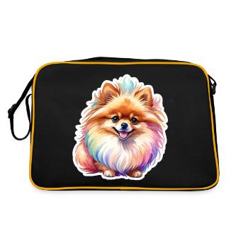 Poméranien Poméranien Aquarelle - Sac Retro - noir/or - Dos