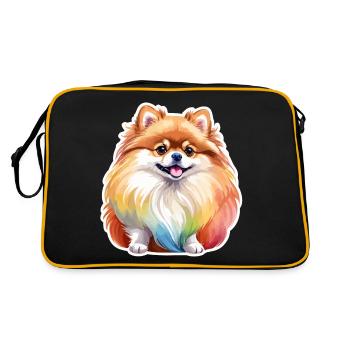 Poméranien Poméranien Aquarelle - Sac Retro - noir/or - Dos