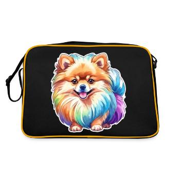 Poméranien Poméranien Aquarelle - Sac Retro - noir/or - Dos