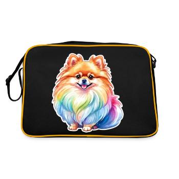 Poméranien Poméranien Aquarelle - Sac Retro - noir/or - Dos
