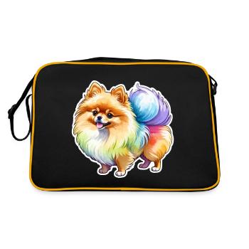 Poméranien Poméranien Aquarelle - Sac Retro - noir/or - Dos