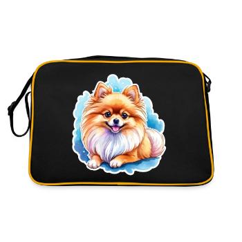 Poméranien Poméranien Aquarelle - Sac Retro - noir/or - Dos