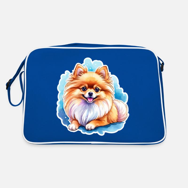 Pomeranian Zwergspitz Wasserfarben Retro Tasche