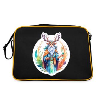 Druide Wasserfarben - Retro Tasche - Schwarz/Gold - Hinten