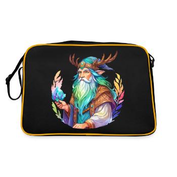Druide Wasserfarben - Retro Tasche - Schwarz/Gold - Hinten