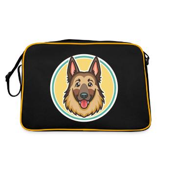 Chien de berger belge, race de chien, dessin animé kawaii clipart - Sac Retro - noir/or - Dos