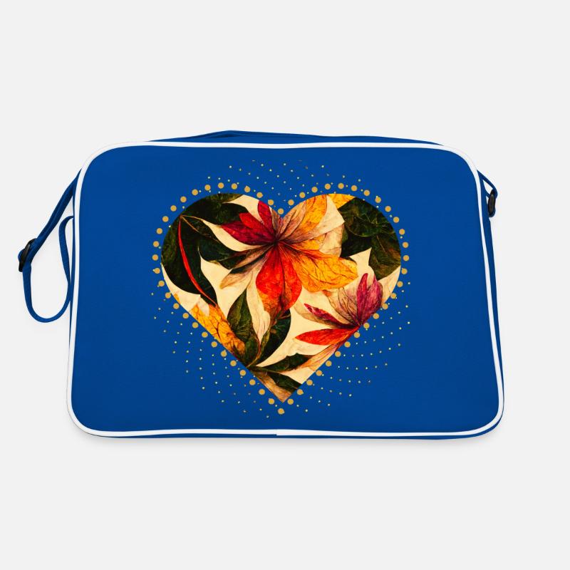 Flower Heart: Abstrakte Liebe Retro Tasche
