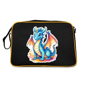 Aquarelles de dragon - Sac Retro - noir/or - Dos