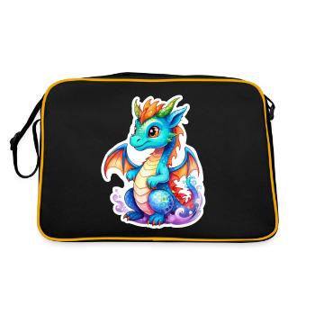 Aquarelles de dragon - Sac Retro - noir/or - Dos