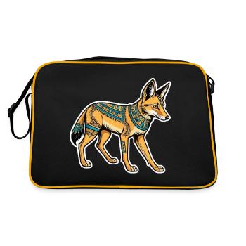 Ägyptischer Schakal Neo Traditional - Retro Tasche - Schwarz/Gold - Hinten