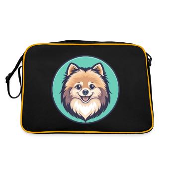 Pomeranian German Spitz Dog Breed Cartoon Kawaii - Retro Bag - black/gold - Back