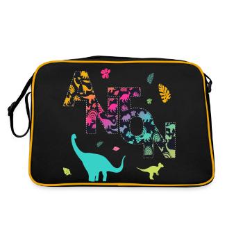 ANTON - Beau prénom de garçon avec dinosaure - Sac Retro - noir/or - Dos