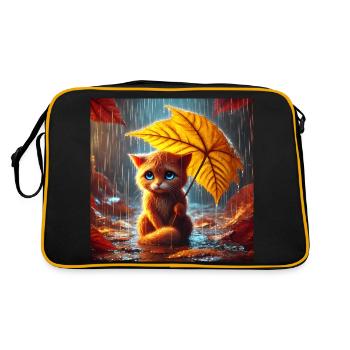 Chat Triste sous la Pluie en Automne - Sac Retro - noir/or - Dos