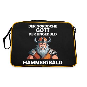 Wikinger Hammersbald Nordische Mythologie Ungeduld - Retro Tasche - Schwarz/Gold - Hinten