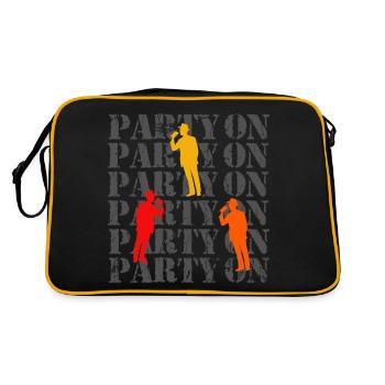 Party On Vatertag Urlaub - Retro Tasche - Schwarz/Gold - Hinten