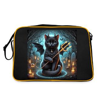 Chat noir ailé diabolique halloween - Sac Retro - noir/or - Dos