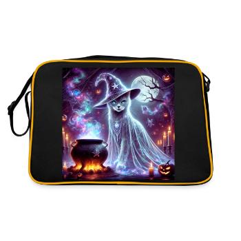 Mysterious Wizard Ghost Cat - Retro Bag - black/gold - Back