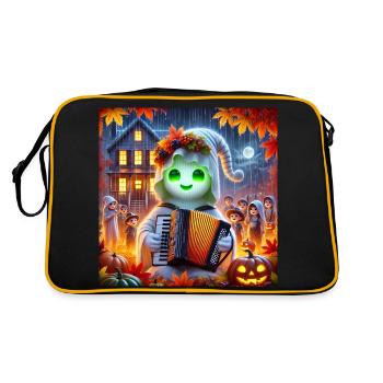 Entzückender Geist spielt Akkordeon an Halloween - Retro Tasche - Schwarz/Gold - Hinten