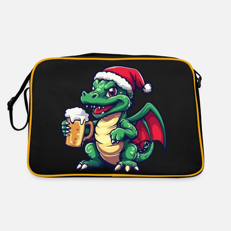 Drache Weihnachten Bier Retro Tasche