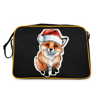 Fuchs Weihnachten Wasserfarben - Retro Tasche - Schwarz/Gold - Hinten