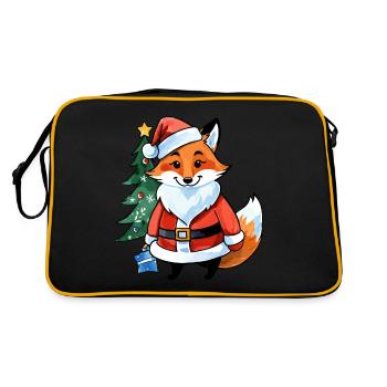 Fuchs Weihnachten Wasserfarben - Retro Tasche - Schwarz/Gold - Hinten