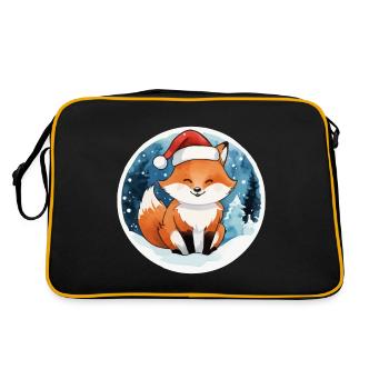Fuchs Weihnachten Wasserfarben - Retro Tasche - Schwarz/Gold - Hinten