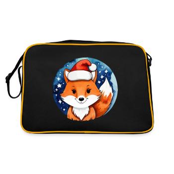 Fuchs Weihnachten Wasserfarben - Retro Tasche - Schwarz/Gold - Hinten