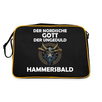 Wikinger Hammersbald Nordische Mythologie Ungeduld - Retro Tasche - Schwarz/Gold - Hinten