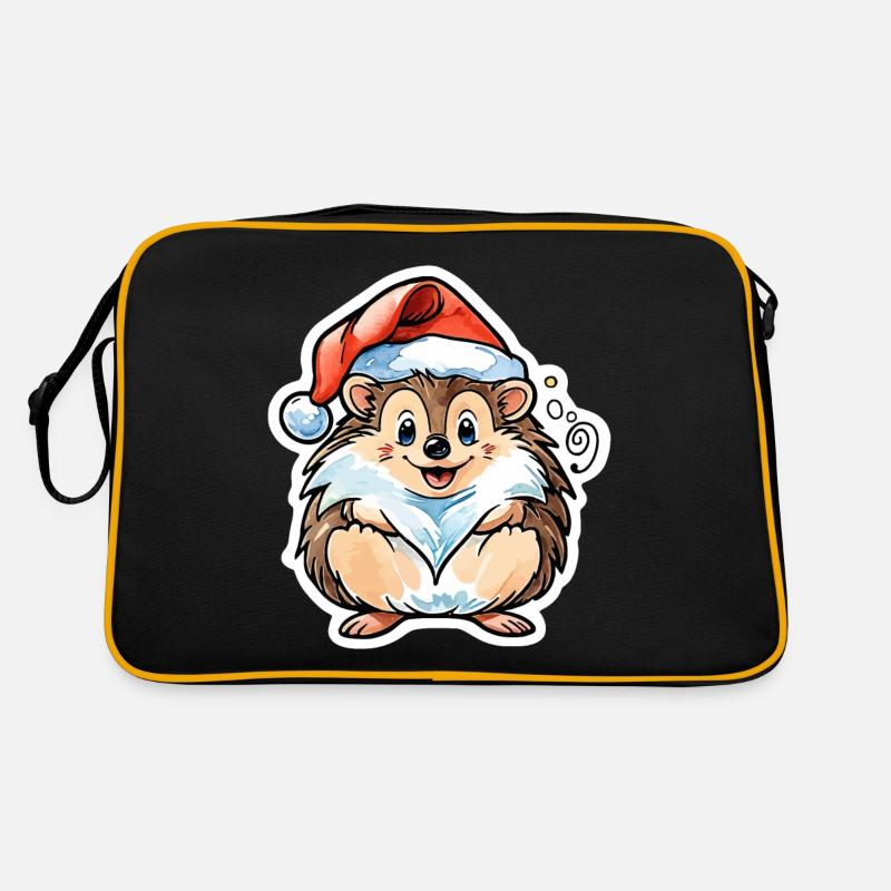 Hedgehog Christmas Drawing Retro Bag