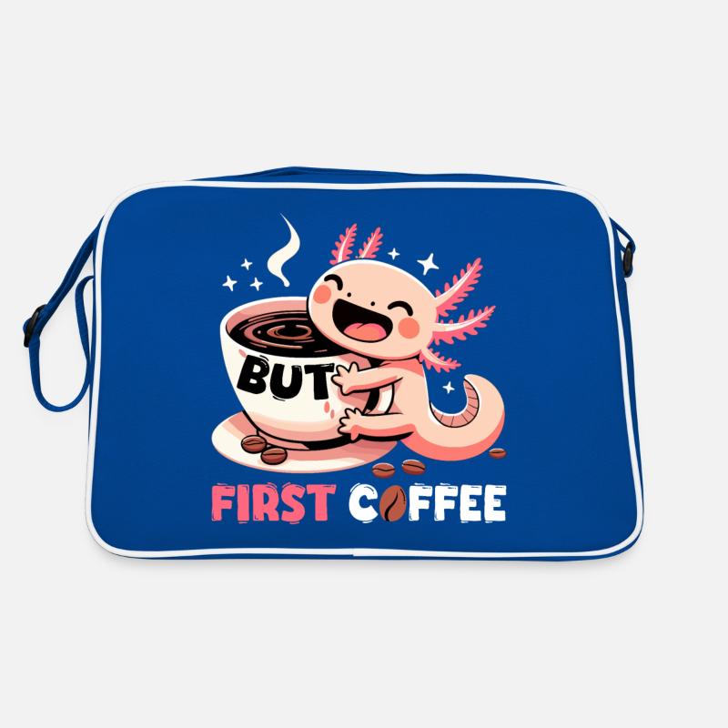 Axolotl aber erstmal Kaffee Geschenk Retro Tasche