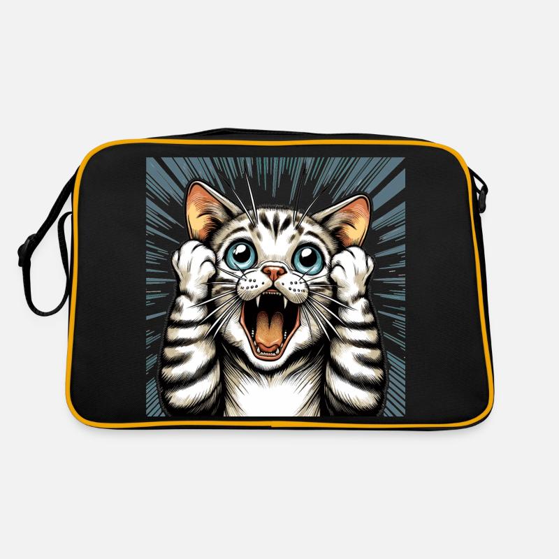 Geschockte Katze Katzen Geschenk Retro Tasche