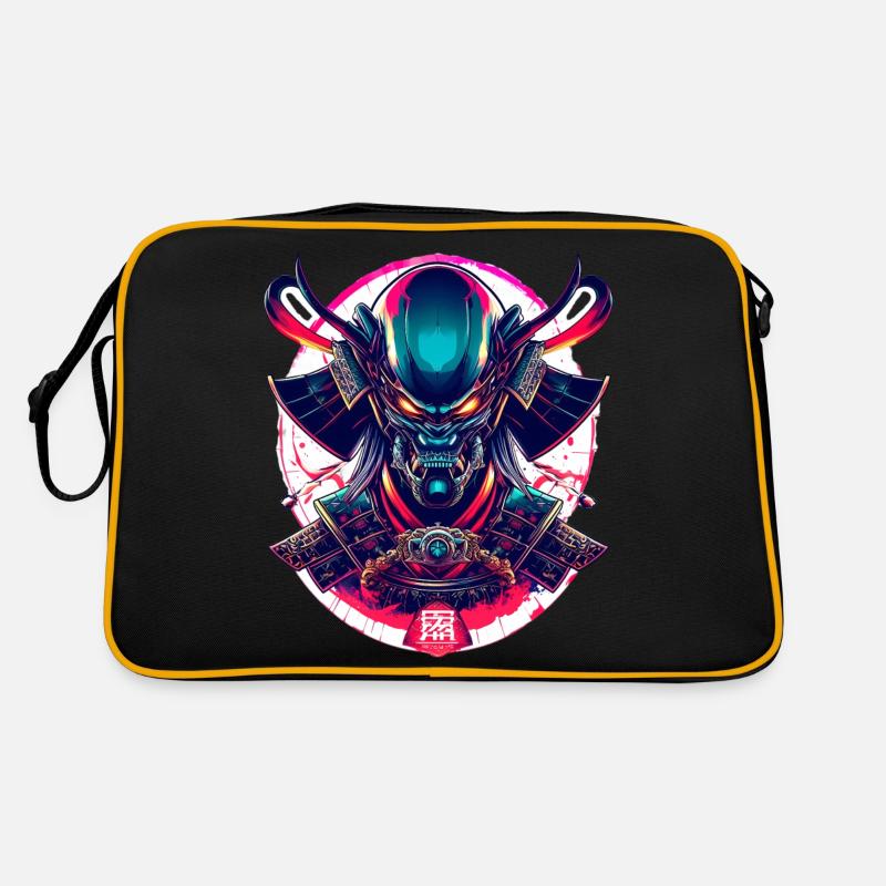 Futuristic Samurai Warrior - Cyberpunk Alien Mask - Retro Bag - black/gold