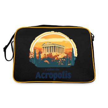 Akropolis in Athen bei Sonnenuntergang - Retro Tasche - Schwarz/Gold - Hinten