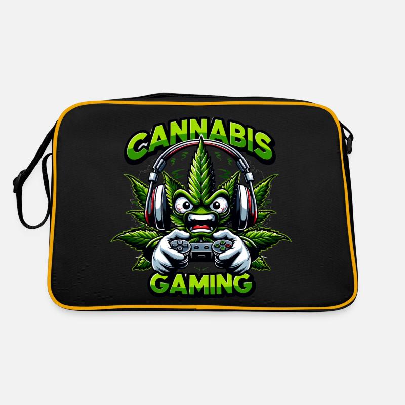 Angry cannabis leaf playing a video game Retro Bag