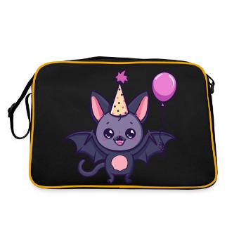 Fledermaus Geburtstag Comic Niedlich - Retro Tasche - Schwarz/Gold - Hinten