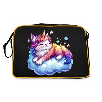 Un chat avec une corne de licorne sur un nuage - Sac Retro - noir/or - Dos