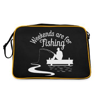 Weekends are for Fishing Fischen Angeln - Retro Bag - black/gold - Back
