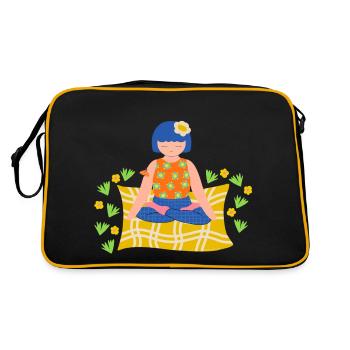 Girl meditating in nature - Retro Bag - black/gold - Back