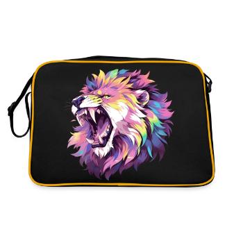Roar of a colorful pop art style lion - Retro Bag - black/gold - Back