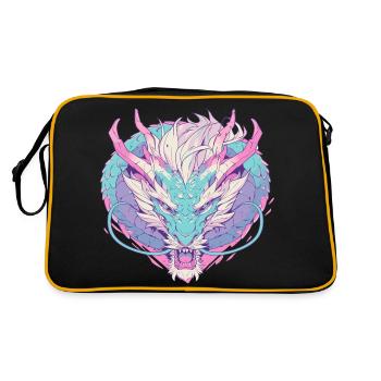 Dragon head in pop art style pastel colors - Retro Bag - black/gold - Back