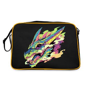 A colorful and stylized dragon - Retro Bag - black/gold - Back