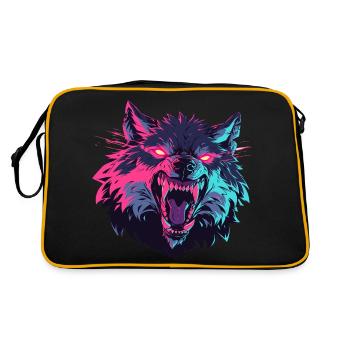 Tête de loup furieux en style pop art - Sac Retro - noir/or - Dos