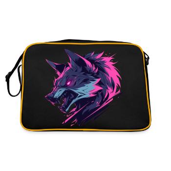 Brightly Colored Ferocious Wolf - Retro Bag - black/gold - Back