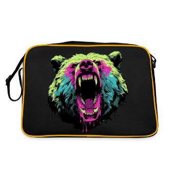 Furious bear in pop art style - Retro Bag - black/gold - Back