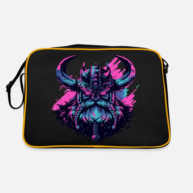 Wikingerkopf im Pop-Art-Stil Retro Tasche