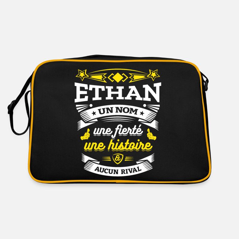 ETHAN UN NOM UNE FIERTÉ AUCUN RIVAL - Sac Retro - noir/or
