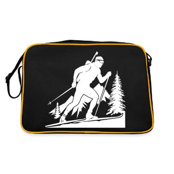 Biathlon Biathlet Wintersport - Retro Tasche - Schwarz/Gold - Hinten