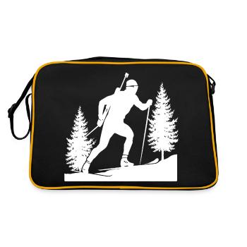 Biathlon Biathlet Wintersport - Retro Tasche - Schwarz/Gold - Hinten