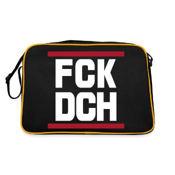 FCK DCH Fick Dich Spruch Zitat - Retro Tasche - Schwarz/Gold - Hinten